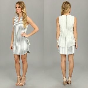 BCBG blue/white stripe cotton sleeveless peplum